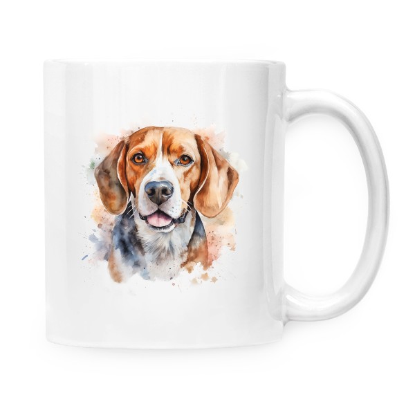 Hrnek malý bílý s potiskem Portrét bígla