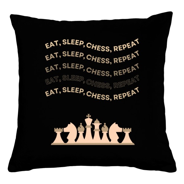 Polštář bavlněný s potiskem Eat, sleep, chess, opakuj