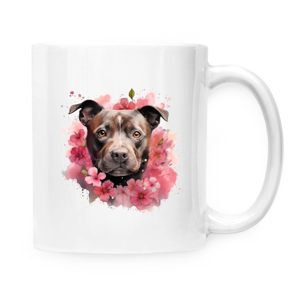 Hrnek malý bílý s potiskem Staford s květinami