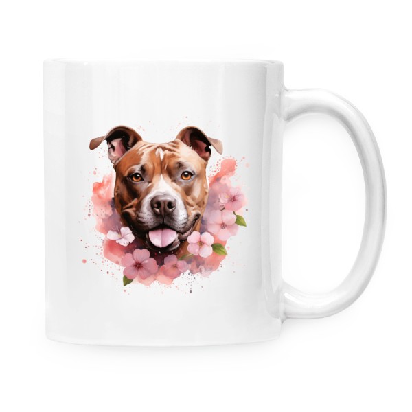 Hrnek malý bílý s potiskem Staford s květinami