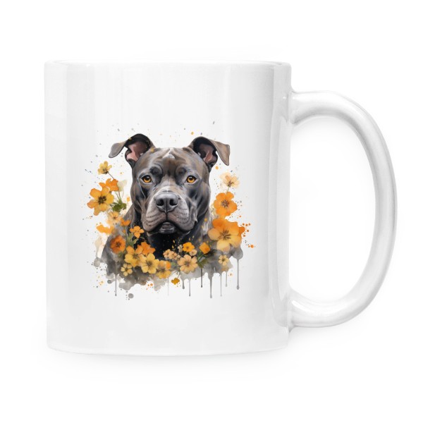 Hrnek malý bílý s potiskem Staford s květinami