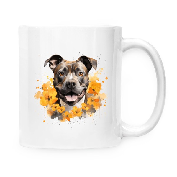 Hrnek malý bílý s potiskem Staford s květinami