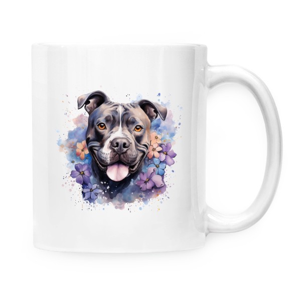 Hrnek malý bílý s potiskem Staford s květinami