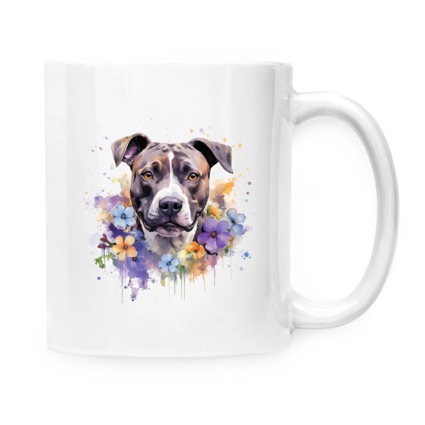 Hrnek malý bílý s potiskem Staford s květinami