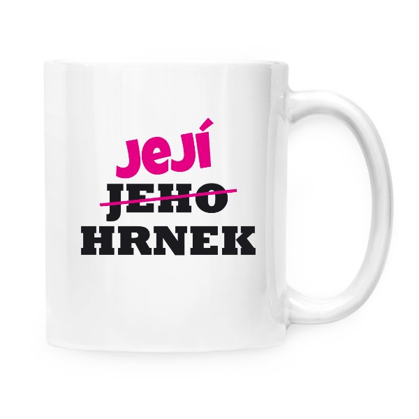 Hrnek malý bílý s potiskem JEHO/JEJÍ HRNEK
