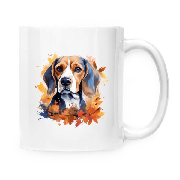 Hrnek malý bílý s potiskem Portrét bígla