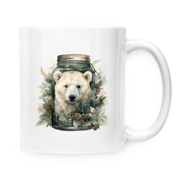 Hrnek malý bílý s potiskem Vánoční skleněnka