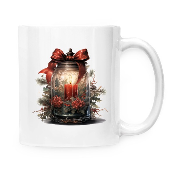 Hrnek malý bílý s potiskem Vánoční skleněnka