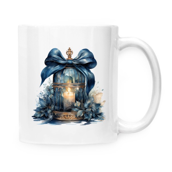 Hrnek malý bílý s potiskem Vánoční skleněnka