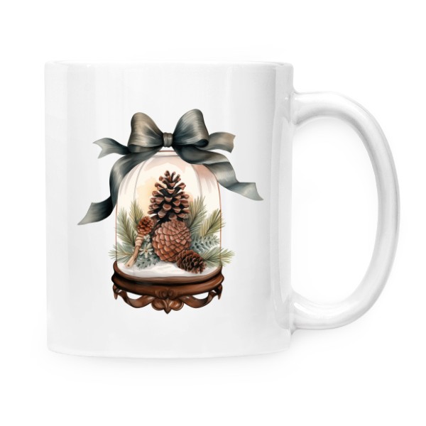 Hrnek malý bílý s potiskem Vánoční skleněnka