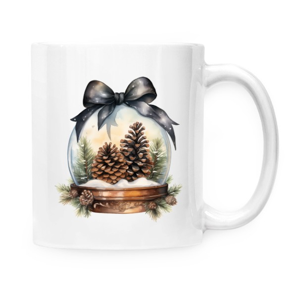 Hrnek malý bílý s potiskem Vánoční skleněnka