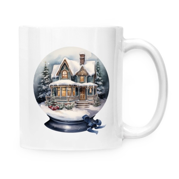 Hrnek malý bílý s potiskem Vánoční skleněnka