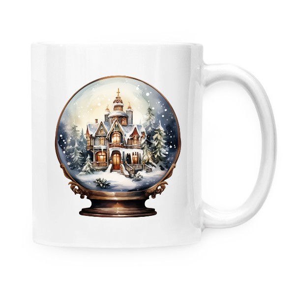 Hrnek malý bílý s potiskem Vánoční skleněnka