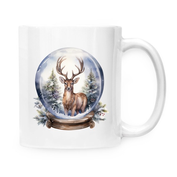 Hrnek malý bílý s potiskem Vánoční skleněnka