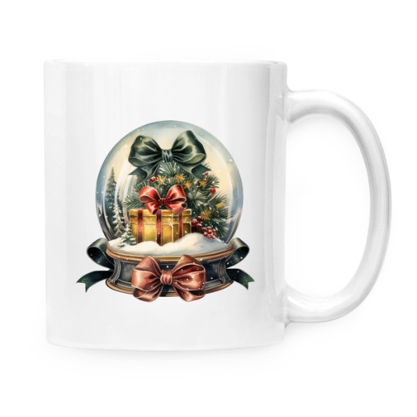 Hrnek malý bílý s potiskem Vánoční skleněnka