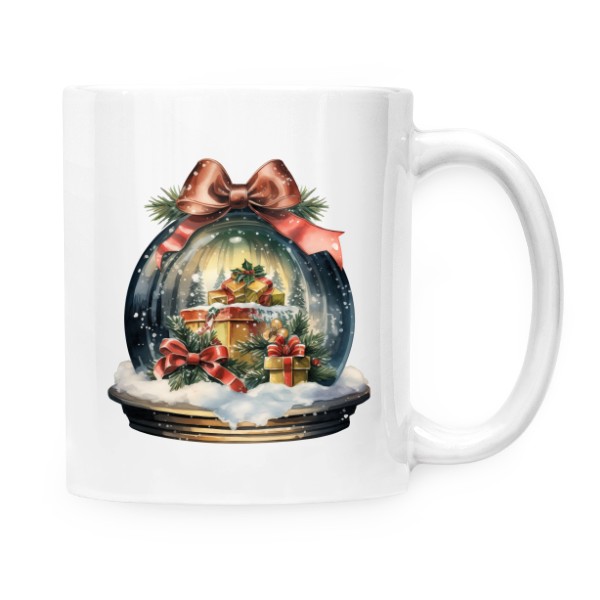 Hrnek malý bílý s potiskem Vánoční skleněnka