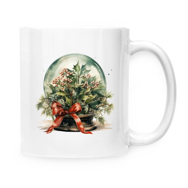 Hrnek malý bílý s potiskem Vánoční skleněnka