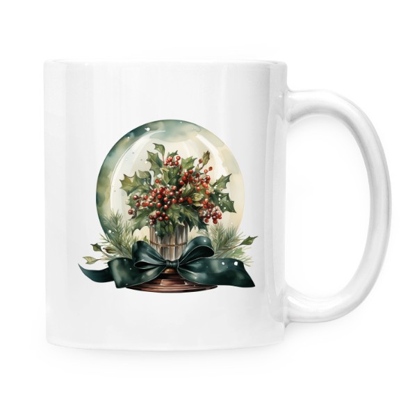 Hrnek malý bílý s potiskem Vánoční skleněnka