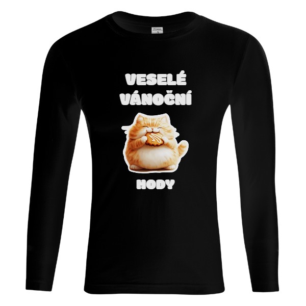 Tričko s potiskem Vánoční oranžová kočka s cukrovím